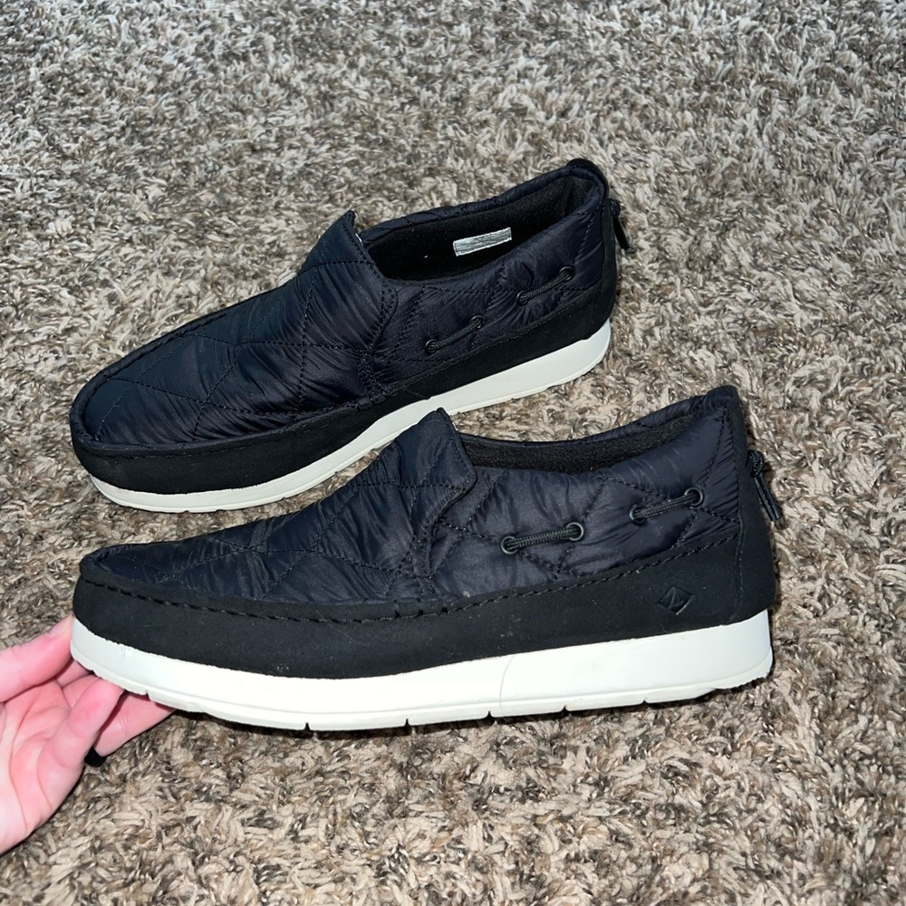 Sperry Black Quilted Rain Shoes Size 9.5